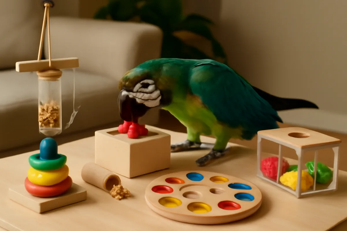 Attività per stimolare la mente dei pappagalli: idee facili da realizzare in casa